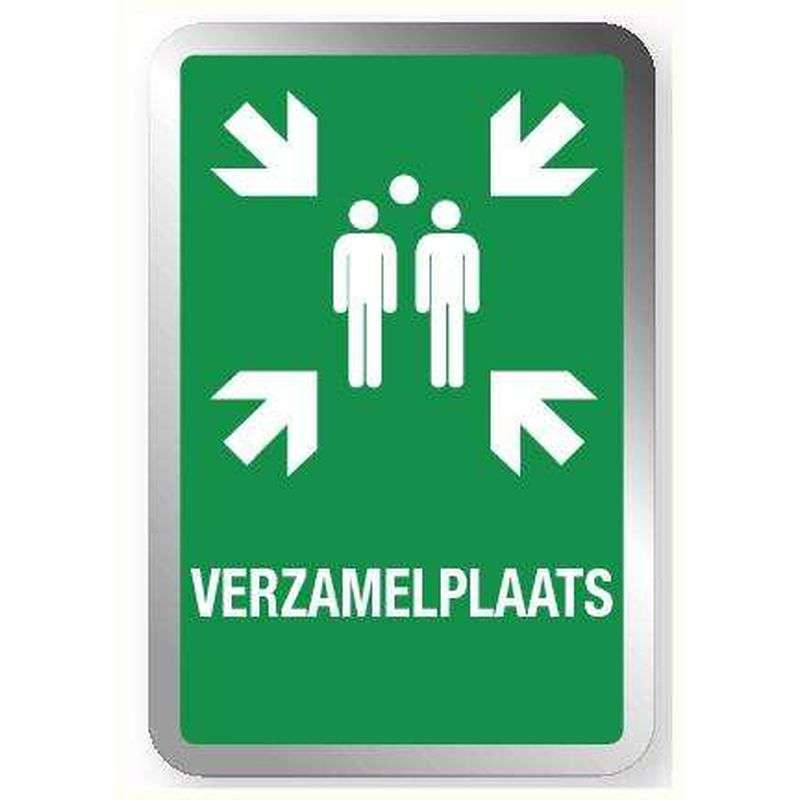 Verzamelplaats - aluminium bord 3D met verkeerspaal